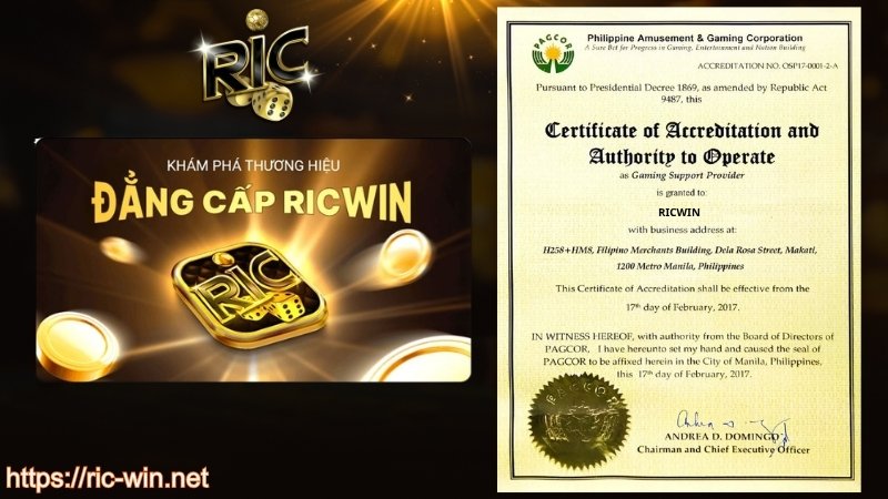 Giấy phép hoạt động chính thức của RICWIN